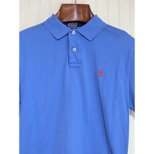 Polo Ralph Lauren Polo Shirt Mens Medium Blue Custom Fit Red Pony Cotton Casual